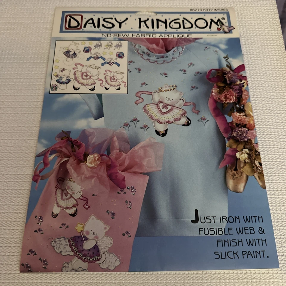 Daisy Kingdom Kitty Wishes # 6210 No-sew Fabric Applique OOP