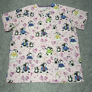 Fundamentals by White Swan Scrub Dogs Women's Top V Neck Pockets Size Medium - Picture 1 of 11