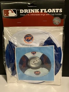 NY METS BASBALL  Inflatable 7 inch Diameter Drink Floats Cup Holder - 3 per pkg - Picture 1 of 2