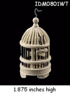 TRADITIONELLER VOGELKÄFIG MIT VOGEL WEISSE AUSFÜHRUNG PUPPENHAUS MINIATUREN IM MASSSTAB 1:12 - Bild 1 von 1