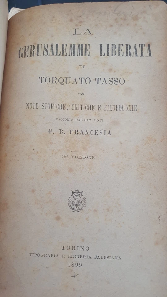 La Gerusalemme liberata, libreria salesiana 1899 - Immagine 1 di 1
