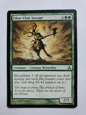 MTG Magic The Gathering Card Ghor-Clan Savage Creature Centaur Berserker Green  - Image 1 of 2