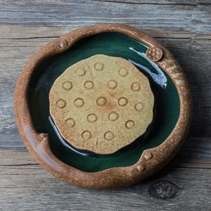 7" Handmade Pottery Holder Tea Pot Creative Tea Plate Crude Pottery Pot Holder - Foto 1 di 10