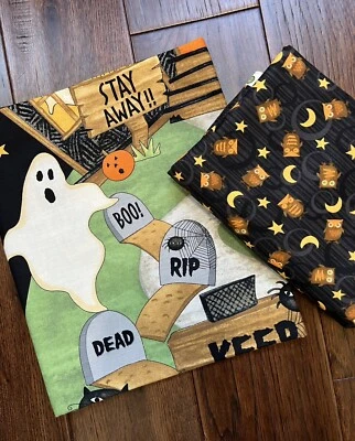 Halloween Quilt Kit - Debbie Mumm Panel Scaredy Cats 24” X 45” and Owl Backing - Image 1 of 4