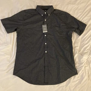 Van Heusen Mens Black White XLT Big Tall Buttoned Collared ShortSleeve Top - Picture 1 of 12
