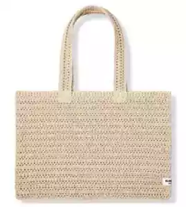 Burberry Goddess Crocheted Open Weave Natural Paper Straw Tote Shoulder Bag - Picture 1 of 6