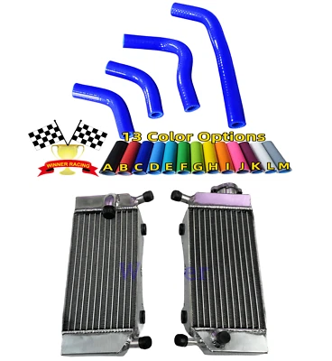 For Honda CRF250R/CRF250X 2004-2009 Aluminum Radiators & BLUE Silicone Hoses - Image 1 of 4