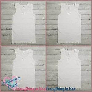 4 Packs Baby Toddler Girl 100% Cotton Bow White Undershirt Camisole Tank Top  - Picture 1 of 6