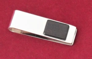 Fermas De Dinero De Plata 925 Maciza Con Ébano Joyería Hombre Made In Italy - Imagen 1 de 9