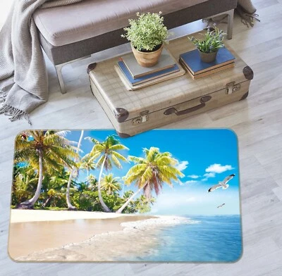 3D Beach Seagull Palm Tree ZHUA3601 Game Non Slip Rug Mat Photo Carpet Amy - Image 1 of 4