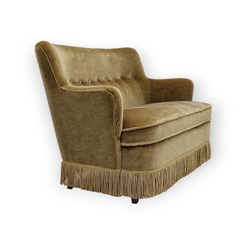 1960s, Danish velour 2 seater sofa, original condition, beech wood Cover