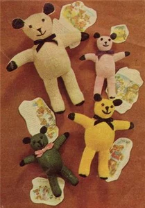 1960's TEDDY BEARS / 4 sizes - COPY Toy knitting pattern - Picture 1 of 1