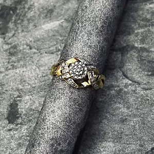 Morgan & Paige 14K Yellow Gold & Rhodium Plated Diamond Accent Ring Size 6 - Picture 1 of 4