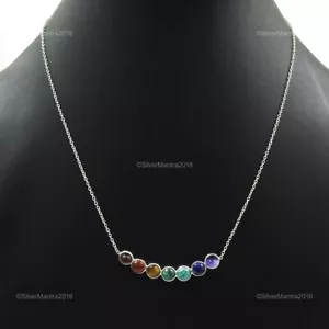 Turquesa Plata Maciza Hija Aniversario Chakra Boho Racimo Collar Joyería - Imagen 1 de 6