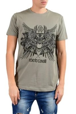 Roberto Cavalli Men's Olive Green Graphic Crewneck T-Shirt US XL IT 54 - Image 1 of 4