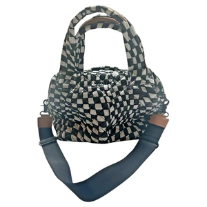 MZ Wallace Hand Bag Quilted Sutton Black White Nylon Handle Tote Crossbody Strap - Picture 1 of 17