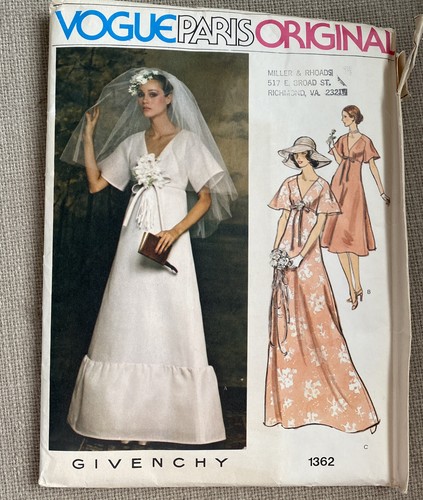 GIVENCHY Abito da sposa Vogue Paris originale 1362 NON TAGLIATO GIVECHY modello anni 70 tg 12 VINTAGE