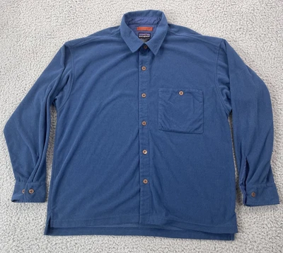 Vintage Patagonia Shirt Mens Large Blue Micro Grid Button Up Long Sleeve 25490 - Image 1 of 4