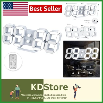 Modern 3D LED Wall & Desk Clock with Auto Dimming & Multi-Functionality - Image 1 of 4