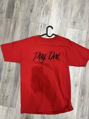 UNDFTD Shirt Mens Medium Red Graphic Ringer Tee Navy Trim Play Dirt Vintage - Image 1 of 4