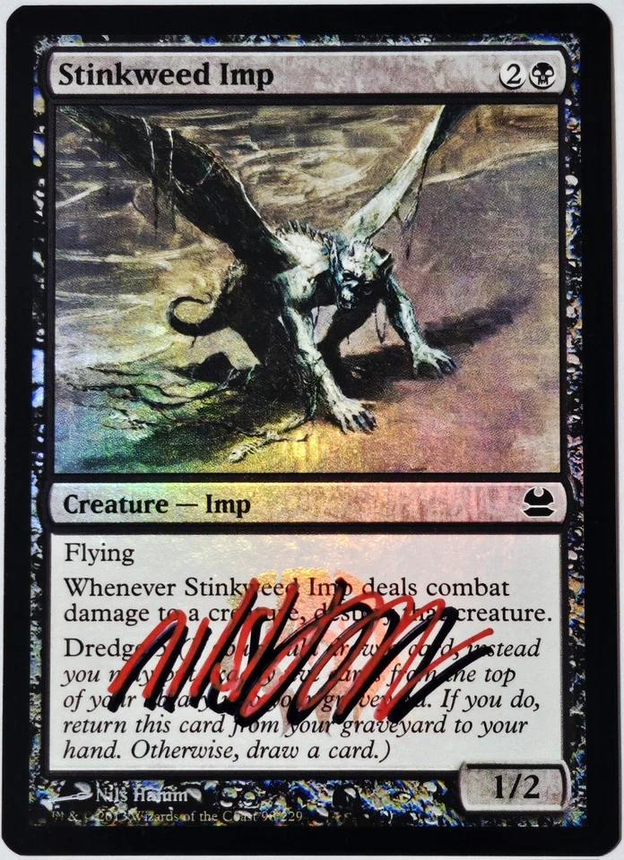 Foil STINKWEED IMP Nils Hamm ARTIST SIGNED MTG Modern Masters MMA Magic Auto #98 - Image 1 of 2