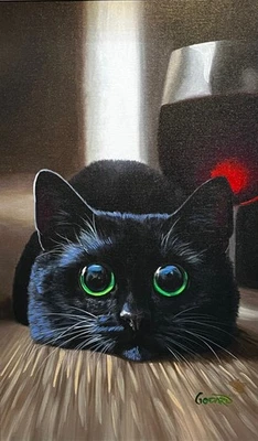 Brand New! Michael Godard "Cat Wine" 2025, hand-signed & embellished giclee COA - Image 1 of 4