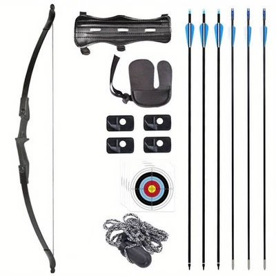Juego de arco y flechas recurvas de tiro con arco de 53" arco recurvo de 40 libras para objetivo adulto principiante Foto 1 de 4