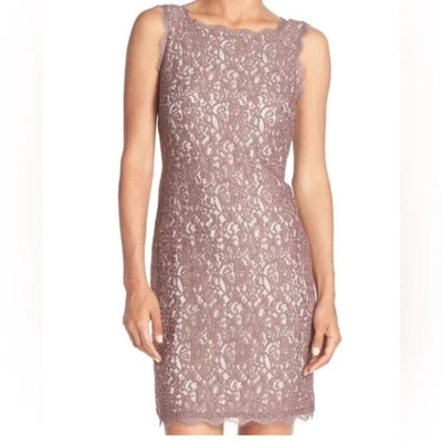 Adrianna Papell 蕾丝连衣裙卡布奇诺全拉链美国尺寸 2 — 第 1/4 张图片