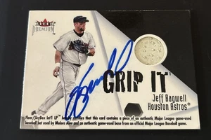 2001 Fleer Premium Grip It Rip It Dual Relic Jeff Bagwell /M. Alou /200 Signed - Picture 1 of 2