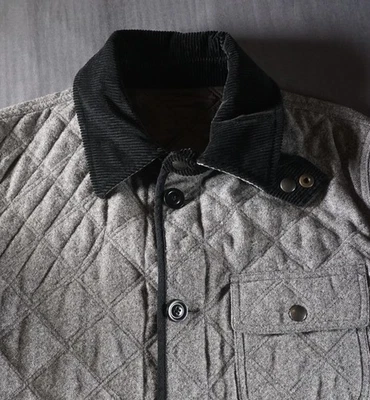 GANT Jacket Men Medium Gray Wooly Quilter Gray Outdoor Barn Coat Corduroy Collar - Image 1 of 4
