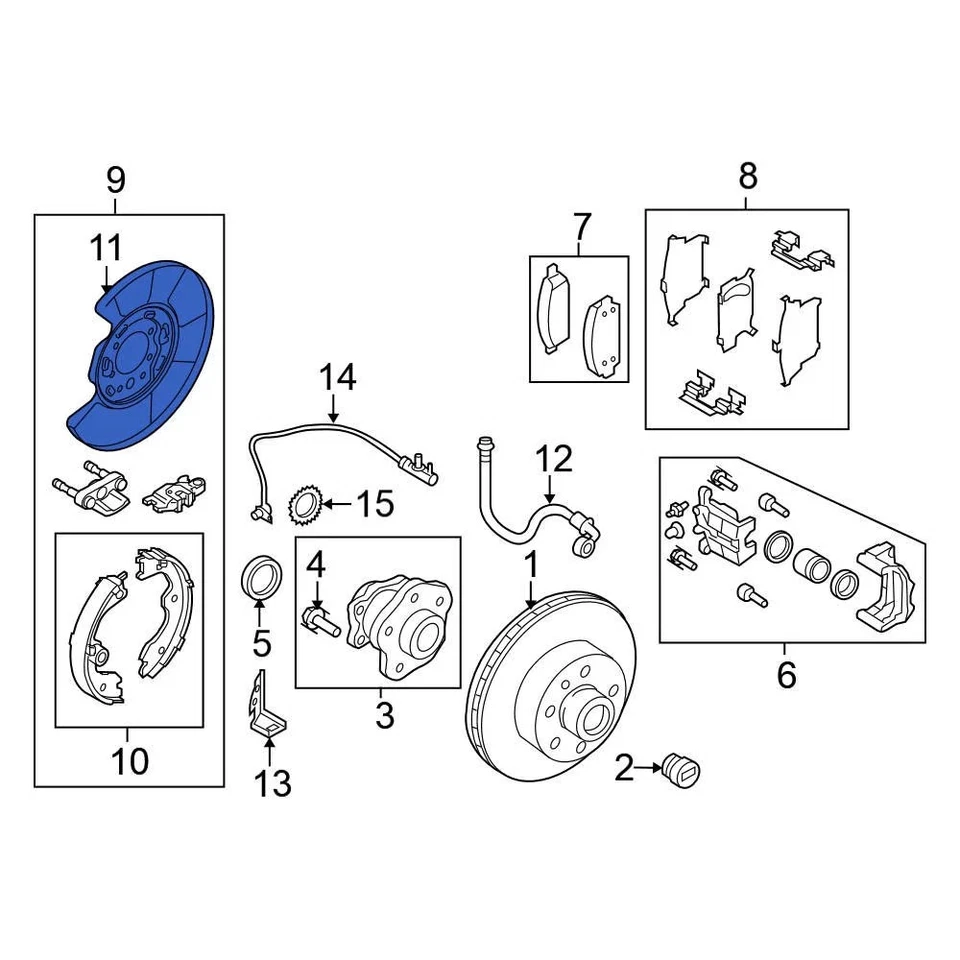 For Nissan Maxima 2009-2014 Nissan 44030EG010 Rear Left Brake Backing Plate Foto 1 de 4