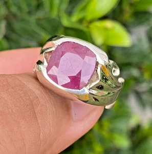 Ruby Ring Natural Ruby Stone Cushion Cut Ruby Unisex Ruby Ring Handmade Ruby - Picture 1 of 9