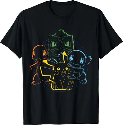 Camiseta Pokémon - Pikachu Charmander Bulbasaur Squirtle Kanto Circle - Imagem 1 de 2