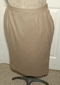 Pendleton Petite Bleistiftrock Damen kleiner Schlitz Tasche gefüttert hellbraun 100 % Wolle - Bild 1 von 15