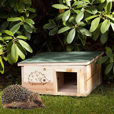 Wooden Hedgehog Hibernation House Large Solid Garden Shelter Home Food Nest Box