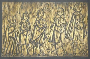 Vintage Brass Rubbing Memorial Sons John Pen & Sarah Drury English Children Gold - Picture 1 of 3