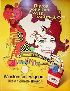 1968 Winston Cigarettes Vintage 60s Print Ad Tastes Good Like a Cigarette Should - Picture 1 of 1