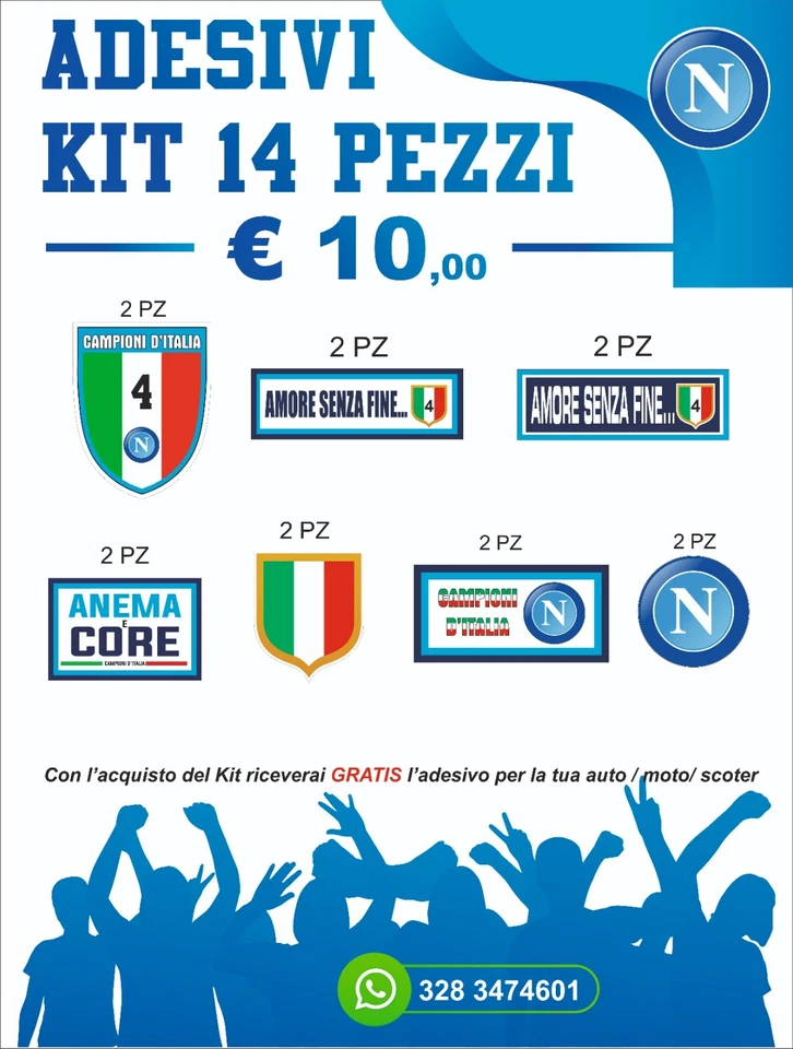 Adesivi Kit Napoli Campioni D'italia scudetto 2025 Ultras ITALIA SCUDETTO - Immagine 1 di 1