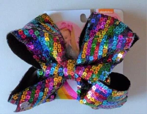 JoJo Siwa Rainbow Square Sequin Large Signature Hair Bow NWT Cheer, Dance, Party - Picture 1 of 4