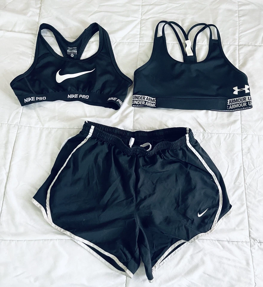 Lot of 3 Girls' Athletic Sport Tops & Shorts Size M/L  10/12  Read Description!! - Image 1 of 4