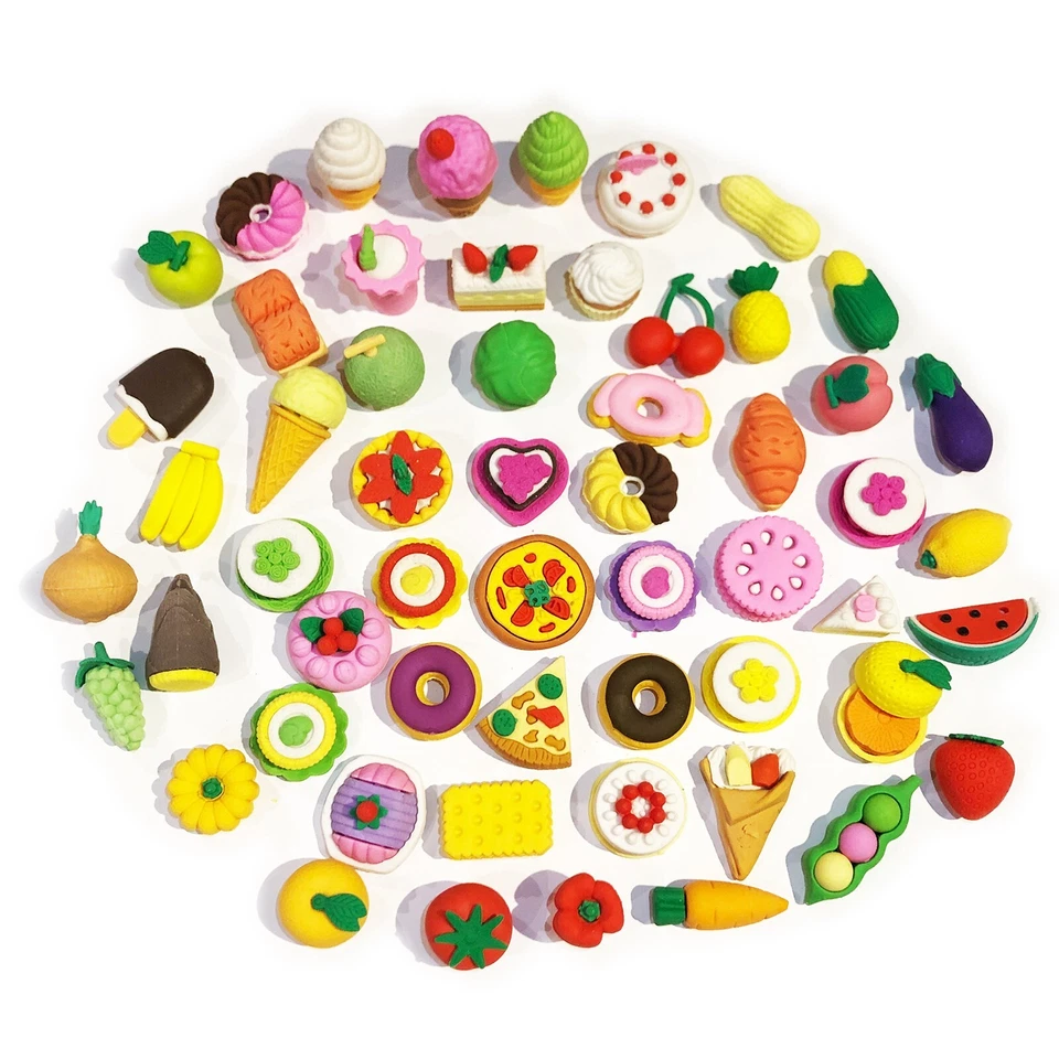 24Pcs Novelty Cakes Fruits Vegetables Food Erasers Rubber Party Gift Bag Fillers - Image 1 of 1