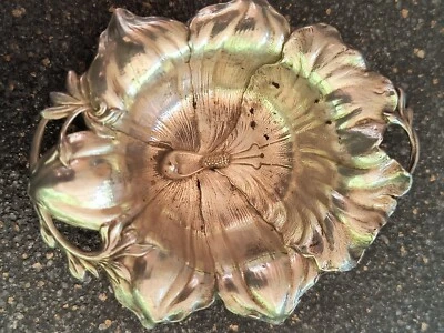 古董纯银 925 坚果盘兰花 Les Cinq Fleurs REED & BARTON — 第 1/3 张图片