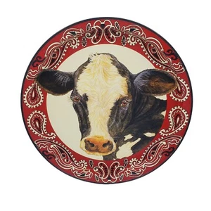 VTG 1993 Cow Face Tin Tray 13" by Potpourri Press Paisley Farmhouse Chic Country - Picture 1 of 6