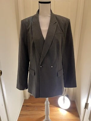 NWT Calvin Klein Pinstripe Grey Blazer Jacket Women’s Size 14 - Image 1 of 4