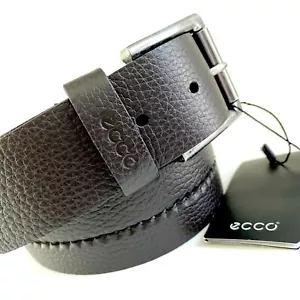 ECCO Men’s Leather Belt size XS 32” COFFEE Brown Nickel Role Buckle NEW - Picture 1 of 6