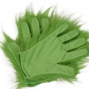 Christmas The Grinch's Plush Gloves Adult Kids Cosplay Costume Xmas Hand Props - Picture 1 of 9