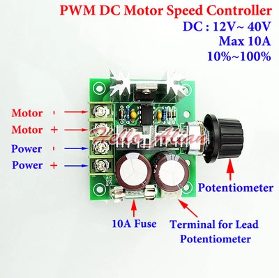 10A DC12-40V Pulse Width Modulator PWM DC Motor Speed Control Switch Controller - Image 1 of 4