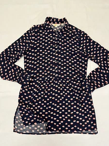 Boden Womens Sz 6R 1/2 Button Tunic Top Blue W/Flowers 100% Viscose Lightweight - Picture 1 of 8