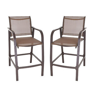 Zenvida Outdoor Bar Stools Counter Height Patio Aluminum Chair (Set of 2)