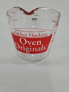 Anchor Hocking Ofen Original Groß 2 Tassen Glas Messbecher 498 D Griff Rot - Bild 1 von 11